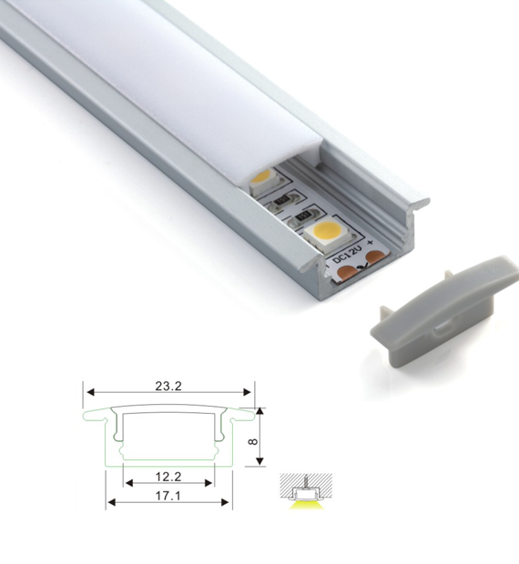 PERFIL DE ALUMINIO EMPOTRADO 2M DE LUCES