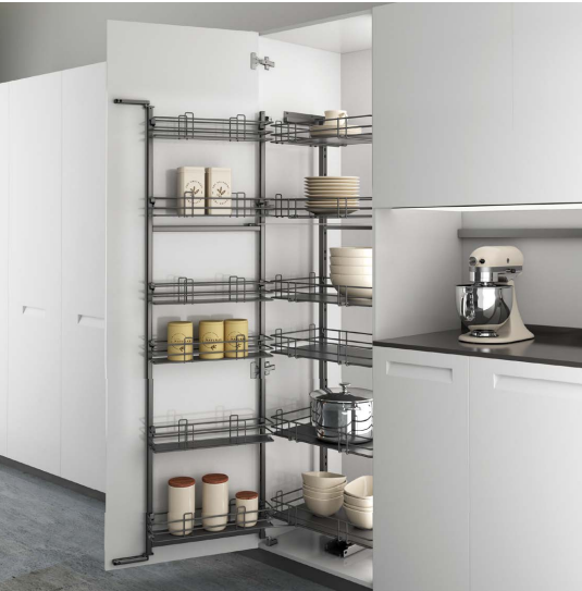 DOUBLE REV. PANTRY 316 W450 H1725 6 LEV.GREY WIRE/GREY HDF BTM NO AS