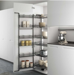 [2435] DOUBLE REV. PANTRY 316 W450 H1725 6 LEV.GREY WIRE/GREY HDF BTM NO AS